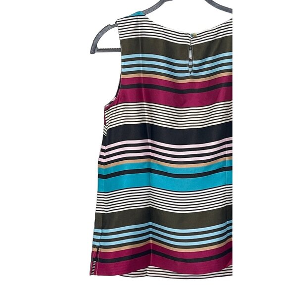 Talbots Sleeveless Satin Blouse Small Striped Blue Green Pink Shell Career Top - Picture 10 of 12